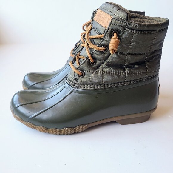 Sperry Green Quilted Nylon Saltwater Women's Duckboots Size 7M - Picture 9 of 13